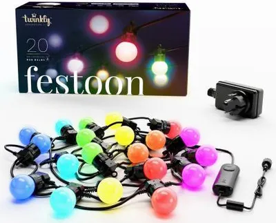 Zdjęcie produktu dla Twinkly Festoon Lights 20 LED RGB black wire Plug F (EU type) 10 m