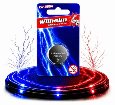 Produktbild von 1 x CR2354 WILHELM Lithium Knopfzelle 3V 570 mAh ø23 x 5,4 mm Batterie DL2354, KI-generiertes Bild