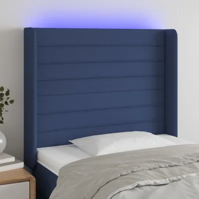 Produktbild von vidaXL LED Kopfteil Blau 103x16x118/128 cm Stoff - LED Kopfteil - LED Kopfteile - Kopfteil - Bett-Kopfteil