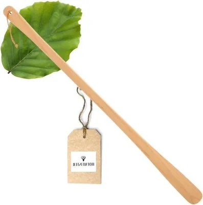 Produktbild von Famanu Schuhanzieher aus geöltem Buchenholz - 63 cm lang für bequemes An- und Ausziehen