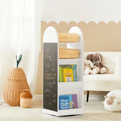 Produktbild von SoBuy KMB64-W Kinderregal Bücherregal mit Tafel Aufbewahrungsregal Drehregal