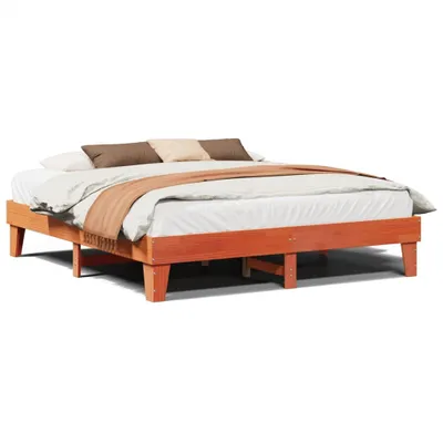 Produktbild von vidaXL Massivholzbett ohne Matratze Wachsbraun 200x200 Kiefernholz