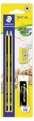 Produktbild von STAEDTLER Noris 120 Bleistift Blisterkarte mit 2 Bleistiften HB, Radierer und Spitzer