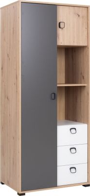 Kleiderschrank KEVIN 02 Schrank 80x190x50 cm Schrank 2 Türen 3 Schubladen Jugendzimmer