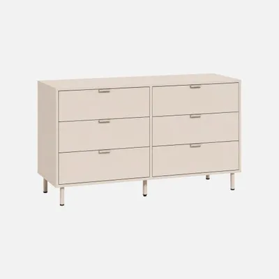 Produktbild von sweeek - Kommode mit 6 Schubladen, Holzdekor und Metall - Beige