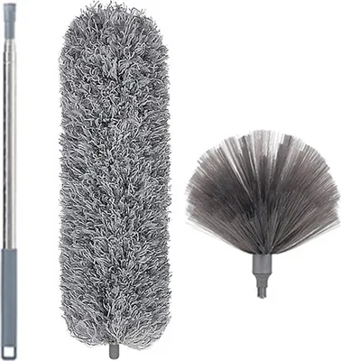 Produktbild von INF Teleskop-Staubwedel Set - 2,5m ausziehbar & biegbar Grau