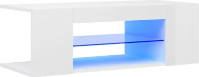 Produktbild von vidaXL TV-Schrank mit LED-Leuchten Hochglanz-Weiß 90x39x30 cm