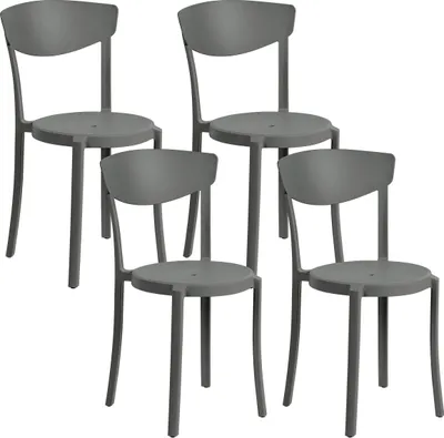 Produktbild von BELIANI Esszimmerstuhl 4er Set Dunkelgrau Kunststoff Matt Modern Minimalistisch Esszimmer Wohnküche Flur Diele Indoor Outdoor