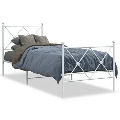 Produktbild von vidaXL Bettgestell mit Kopf- und Fußteil Metall Weiß 80x200 cm