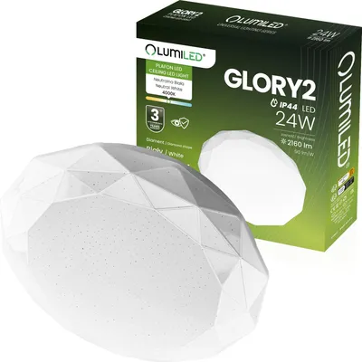 Zdjęcie produktu dla LUMILED LED lampa sufitowa 24W 2160 lm światło sufitowe 4000K neutralny biały 35 cm biały okrągły diament nowoczesny do salonu, pokoju dziecięcego, sypialni