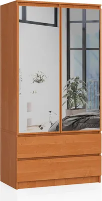 Immagine prodotto di Akord Armadio 2 Ante 2 Cassetti 2 Specchi Ontano 90X51X180 Cm