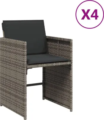 Produktbild von vidaXL Gartenstühle mit Kissen 4 Stk. Grau Poly Rattan