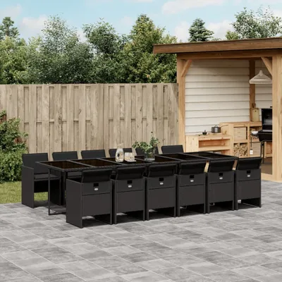 Produktbild von Möbel 13-tlg. Garten-Essgruppe mit Kissen Schwarz Poly Rattan - Sitzgruppe 3210583