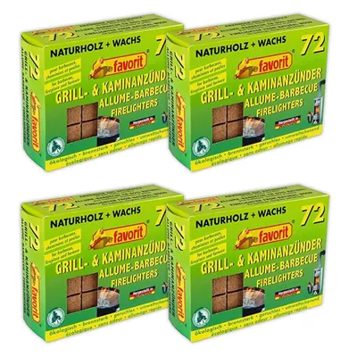 Produktbild von 4x Favorit Grill- und Kaminanzünder Set enthält 288 Würfel Anzünder 1828