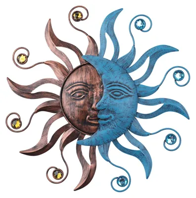 Metall-Wanddeko Sonne-Mond 33,7 cm für Außen