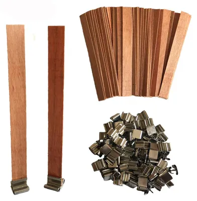 100 Holzlampendochte mit Eisenhalterung, 13 x 130 mm, DIY Kerzen