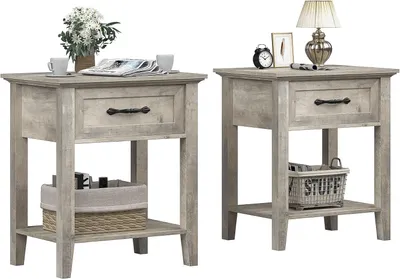 Produktbild von Nachttisch Nachtkommode Beistelltisch Nachtschrank Schlafzimmer MDF 2er Set 50x40x60 cm
