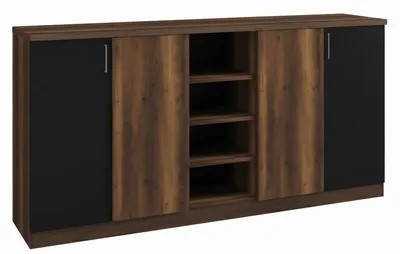 Obrázok produktu pre Elegantná komoda v hnedej a čiernej farbe, moderný dizajn, jednofarebný vzor