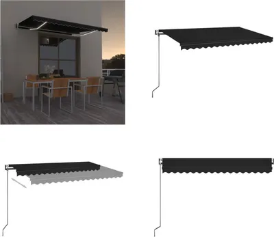 Obrázok produktu pre vidaXL Automatická markíza s LED a senzorom vetra 450x350 cm antracitová - Markízy - Markízy - Slnečné striešky - Slnečné striešky