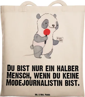 Produktbild von Mr. & Mrs. Panda Tote Bag Modejournalistin Herz - Transparent - Geschenk, Tasche, Ausbildung, canvas, Laptoptasche, Spruch, Lustig, Einkaufstüte, Witzig, festival