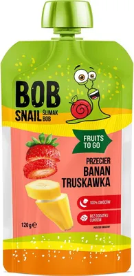 MUS FRUITS TO GO BANAN - TRUSKAWKA BEZ DODATKU CUKRÓW 120 g - BOB SNAIL