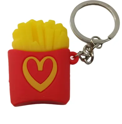 Produktbild von Schlüsselanhänger Mini Pommes Fritten Anhänger Geschenk Cartoon Schlüsselanhänger Silikon Schlüsselanhänger für Handyhülle Charme Rucksack Geschenk für Jungen und Mädche