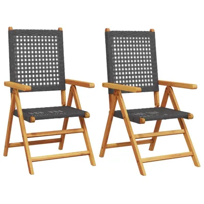 Immagine prodotto di vidaXL Sedie da giardino 2 pezzi in legno massiccio nero di acacia e poly rattan