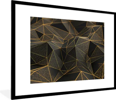 Produktbild von MuchoWow® Gerahmtes Poster Abstrakt - Gold - 3D - Luxus - Kunst 80x60 cm - Poster mit Schwarzem Bilderrahmen Wandposter Rahmen Foto Bilder - Schlafzimmer-Dekorationen - Fotoposter