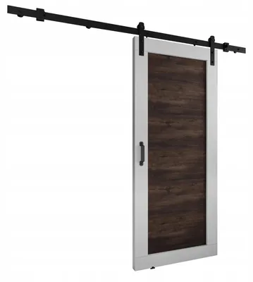 Produktbild von KierMoebel Schiebetür Komplettset LOFT ADIO 1 Weiße & Dunkle Asche 66x205x3,2 cm, Wohnzimmer Schiebetür