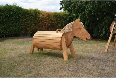 Obrázek produktu pro EDUPLAY 160248 Dřevěný kůň 50 cm lakovaný, 110 x 43 x 86 cm, příroda