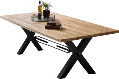Produktbild von SIT Möbel Esstisch 200 x 100 cm | Tischplatte 40 mm | Wildeiche natur | X-Gestell Metall antikschwarz | B 200 x T 100 x H 76 cm | 15881-11 | Serie TABLES & CO