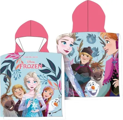 Produktbild von Ręcznik dziecięcy Frozen z mikrofibry, ponczo kąpielowe z kapturem, 100x50 cm