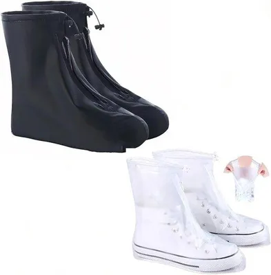 Image de Couvre-chaussures imperméables antidérapants en silicone XL/XXL, noir