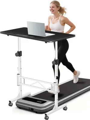Image de Azomor® Bureau ergonomique réglable en hauteur avec roulettes, pour le bureau et le télétravail, 80 x 40 cm