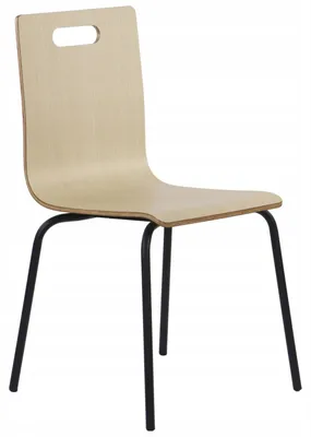 Immagine prodotto di Sedia da conferenza fissa WERDI A, schienale e seduta in compensato laminato, struttura in metallo verniciato a polvere, faggio/nero