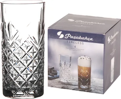Obrázok produktu pre Pasabahce Nadčasové dlhé poháre na nápoje, poháre na vodu s krištáľovým dizajnom sada 4
