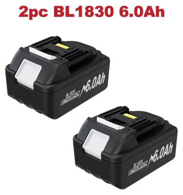 Immagine prodotto di Batteria per utensili da 18V - Batteria di ricambio BL1830 - 6,0Ah agli ioni di litio - Confezione da 2 - Ricaricabile - Compatibile con BL1815/BL1840/BL1860