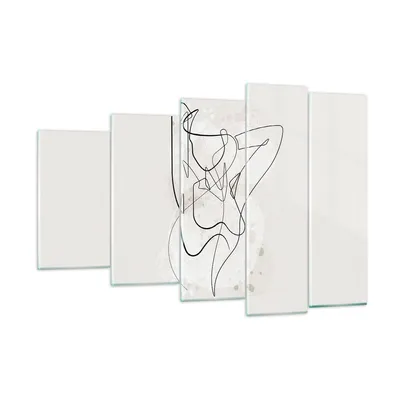 Produktbild von Bilder auf glas - 5 Teile - Linie Frau Linie - 150x100cm - Glasbilder - Wandbilder - Bilder - zum Aufhängen bereit - Wanddekoration aus Glas - Glas Bilder - Wandbild auf Glas - GEG150x100-5119