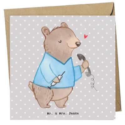 Produktbild von Mr. & Mrs. Panda Grußkarte Medizinische Fachangestellter Herz - Grau Pastell - Geschenk, Krankenhaus, Sprechstundenhilfe, faltkarte, doppelkarte, Arztpraxis, MFA, krank