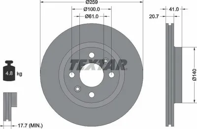 Produktbild von 2x TEXTAR Bremsscheibe 92292103 für RENAULT CLIO II (BB0/1/2_ CB0/1/2_) 41mm