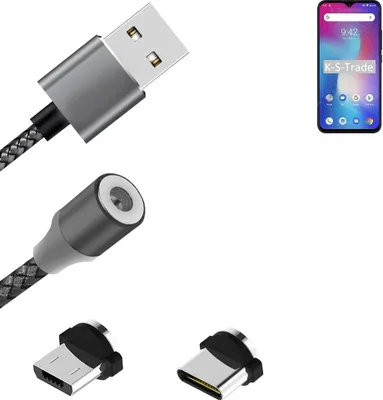 Produktbild von K-S-Trade Hochwertiges Magnet-Lade-kabel Sync-Kabel Daten-Kabel für UMIDIGI Power mit USB-Typ-C-Anschluss und Micro-USB-Anschluss 2A bis zu 480mbps