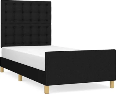 Zdjęcie produktu dla Rama Łóżka Z Zagłówkiem, Czarna, 90X200 Cm, Obita Tkaniną Lumarko!