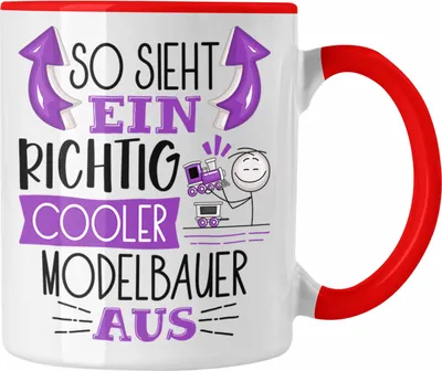 Produktbild von Trendation - Modelbauer Tasse So Sieht Ein Richtig Cooler Modelbauer Aus Geschenk Lustiger Spruch Geschenkidee (Rot)