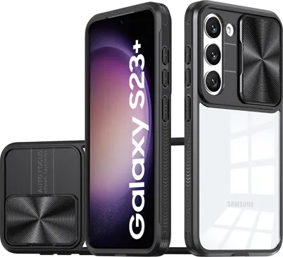 Produktbild von Galaxy S23+ Hülle, TPU Bumper mit mit Schiebe Kamera Schutz Klar Schutzhülle für Samsung Galaxy S23+ / S23 Plus Schwarz