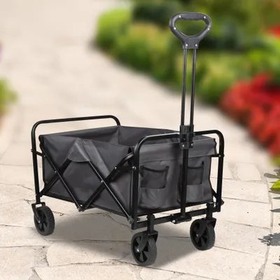 Produktbild von Faltbarer Bollerwagen mit Teleskopgriff, 80 kg Traglast, grau