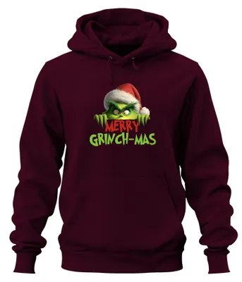 Produktbild von MERRY GRINCH-MAS Grinch Weihnachten lustig Geschenk Retro Hoodie Kapuzenpullover, Burgundy, M