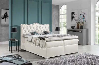 Produktbild von Boxspringbett Schlafzimmerbett SAHAN 160x200cm Kunstleder Weiss