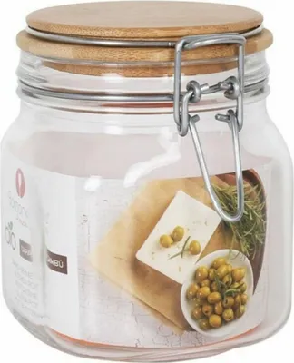 Obrázek produktu pro Borgonovo 750 ml vzduchotěsná bambusová nádoba 10 x 10 x 13 cm (6 kusů)