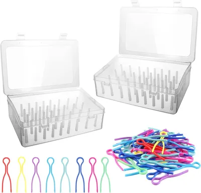 Produktbild von 2 Stück Nähgarn Aufbewahrungsbox, Leer Stickgarn Organizer Box für 42 Garnrollen Klarer Kunststoff Garnrollen Aufbewahrungsbox