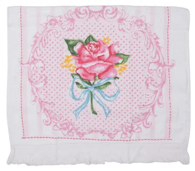 Produktbild von Clayre & Eef Gästehandtuch 40x66 cm Rosa Blau Baumwolle Rose